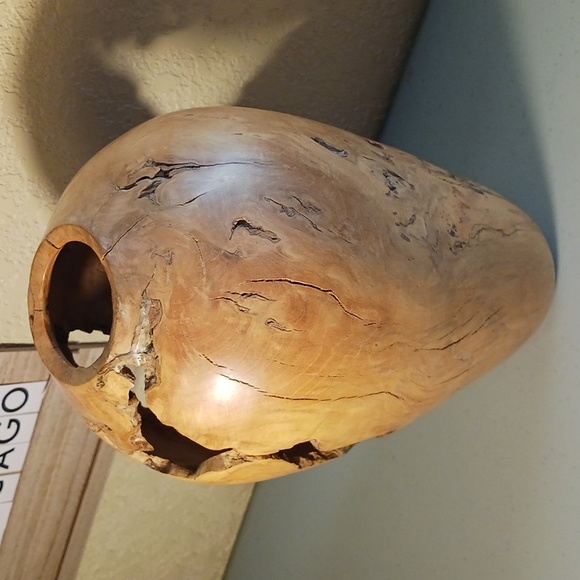 Wooden Flower Vase Hand Carved Turned Wood Decor One-of-a-kind #eshopchicago - Picture 4 of 10